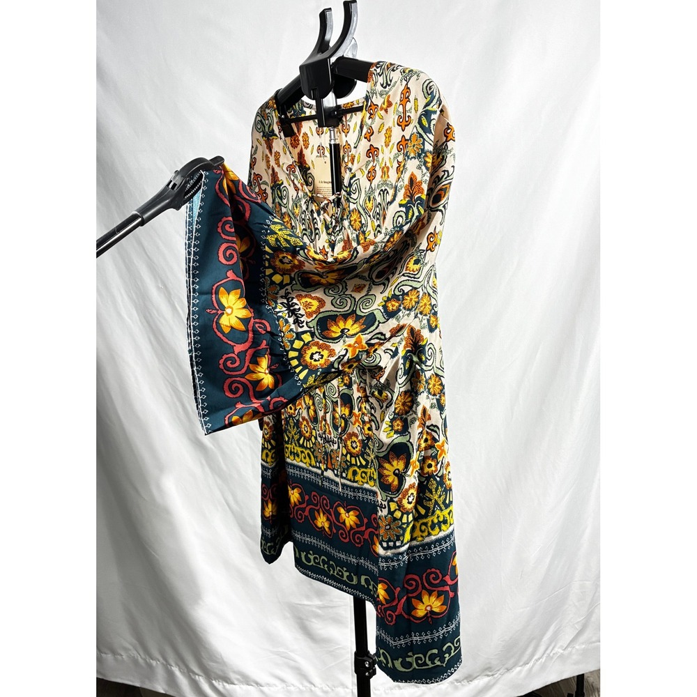 Bloomchic Boho Paisley Floral Lace Up Tunic Top Plus Size 28 NWT Multicolor Folk - Picture 7 of 16
